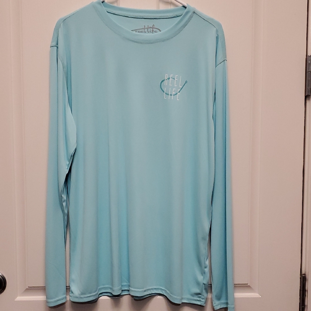 Mens Reel Life Aqua Long Sleeve Top